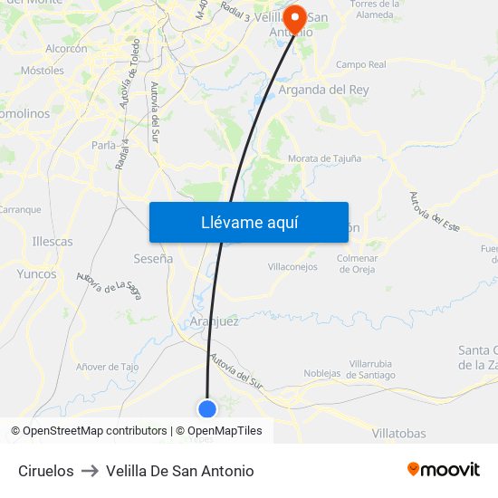 Ciruelos to Velilla De San Antonio map