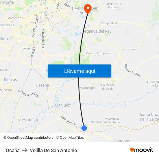 Ocaña to Velilla De San Antonio map