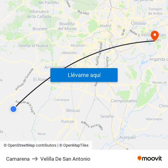 Camarena to Velilla De San Antonio map