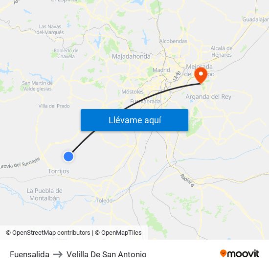 Fuensalida to Velilla De San Antonio map