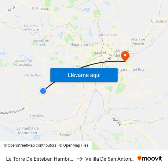 La Torre De Esteban Hambrán to Velilla De San Antonio map