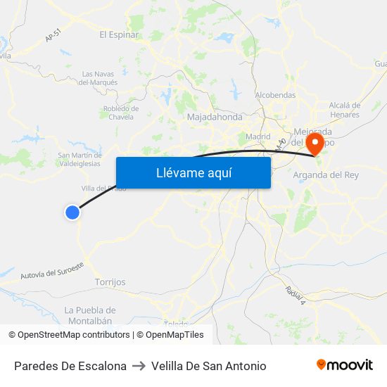 Paredes De Escalona to Velilla De San Antonio map