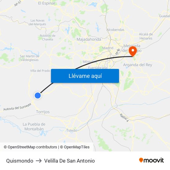 Quismondo to Velilla De San Antonio map