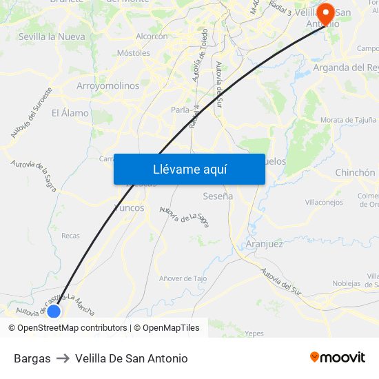 Bargas to Velilla De San Antonio map