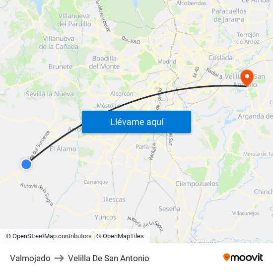 Valmojado to Velilla De San Antonio map