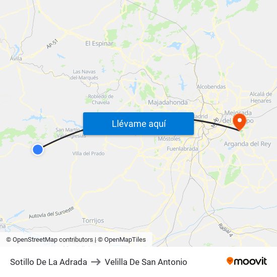 Sotillo De La Adrada to Velilla De San Antonio map