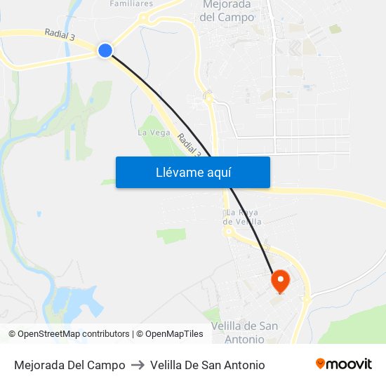 Mejorada Del Campo to Velilla De San Antonio map