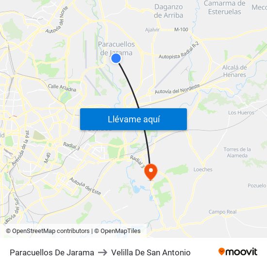 Paracuellos De Jarama to Velilla De San Antonio map