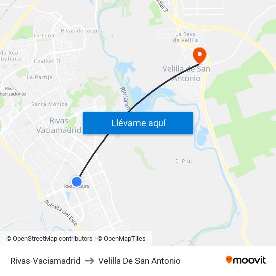 Rivas-Vaciamadrid to Velilla De San Antonio map