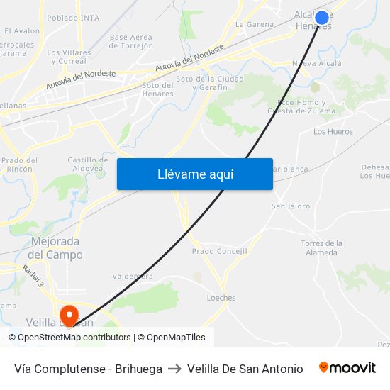 Vía Complutense - Brihuega to Velilla De San Antonio map