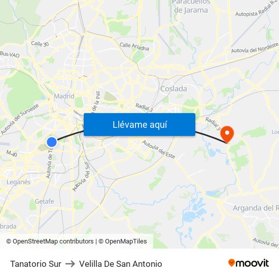 Tanatorio Sur to Velilla De San Antonio map