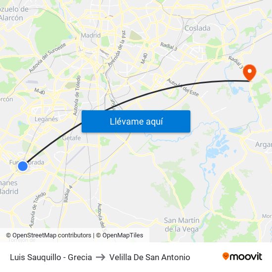 Luis Sauquillo - Grecia to Velilla De San Antonio map