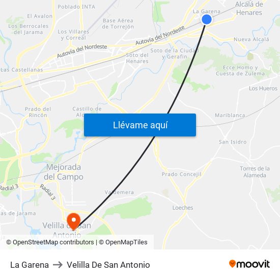 La Garena to Velilla De San Antonio map