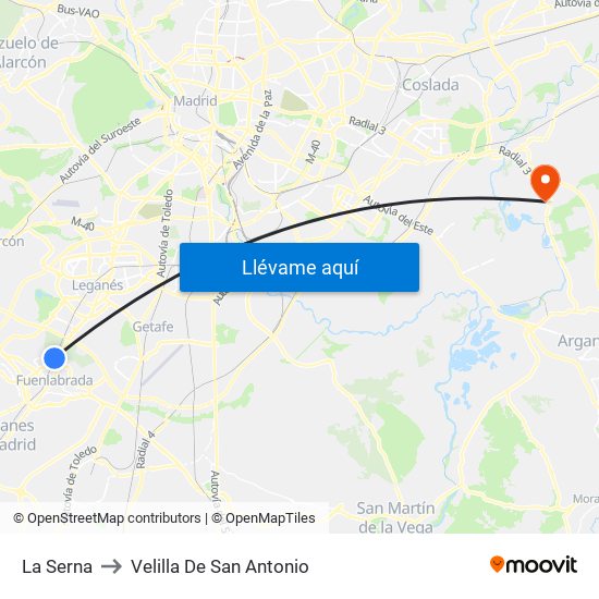 La Serna to Velilla De San Antonio map