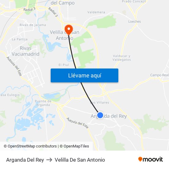 Arganda Del Rey to Velilla De San Antonio map