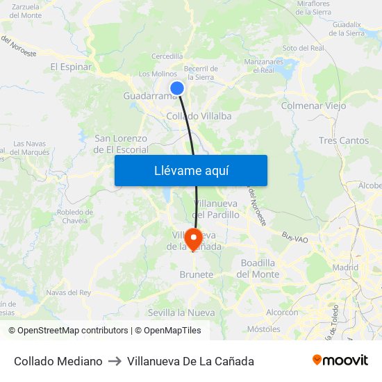 Collado Mediano to Villanueva De La Cañada map