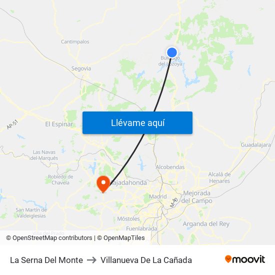 La Serna Del Monte to Villanueva De La Cañada map