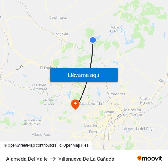 Alameda Del Valle to Villanueva De La Cañada map