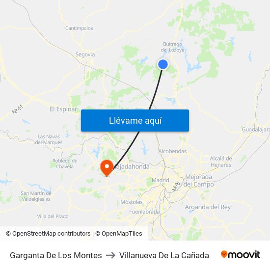 Garganta De Los Montes to Villanueva De La Cañada map