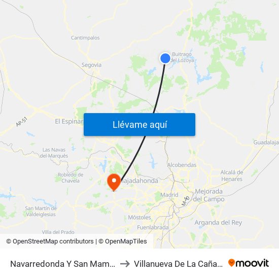 Navarredonda Y San Mamés to Villanueva De La Cañada map