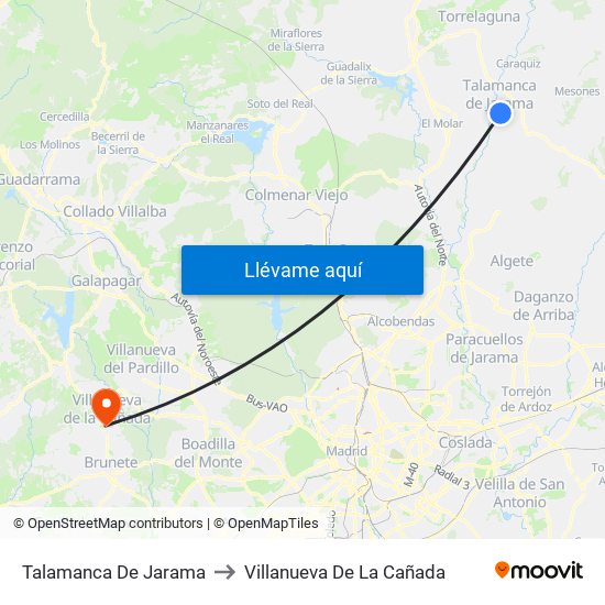 Talamanca De Jarama to Villanueva De La Cañada map