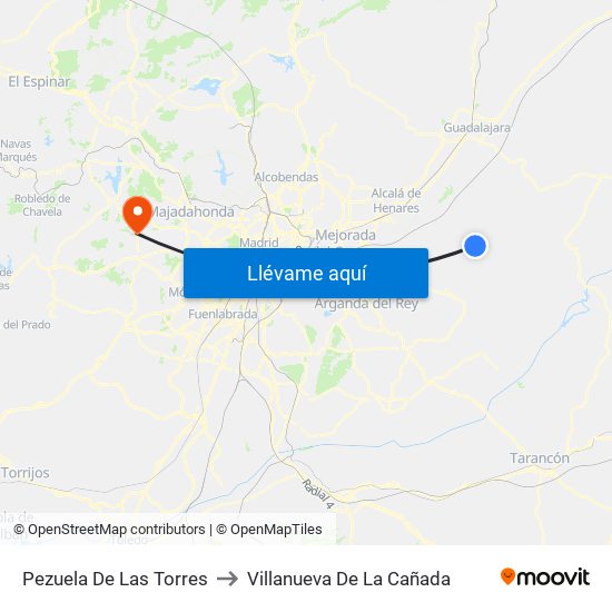 Pezuela De Las Torres to Villanueva De La Cañada map