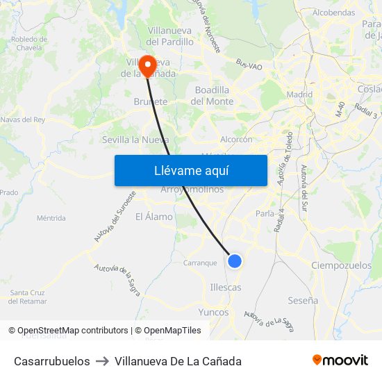Casarrubuelos to Villanueva De La Cañada map