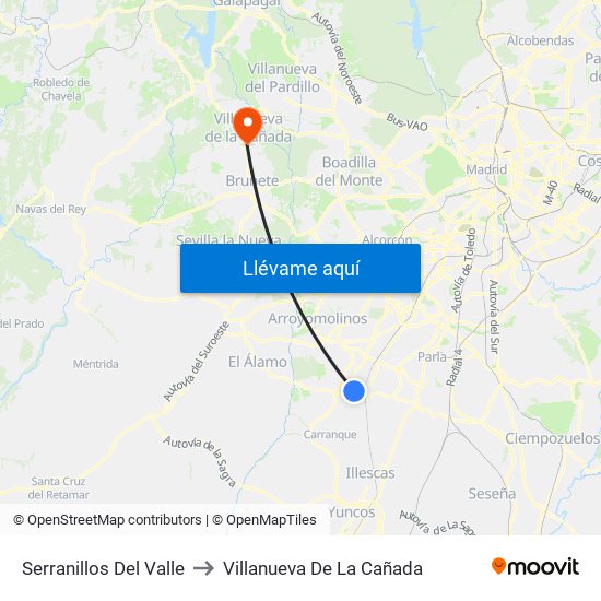 Serranillos Del Valle to Villanueva De La Cañada map