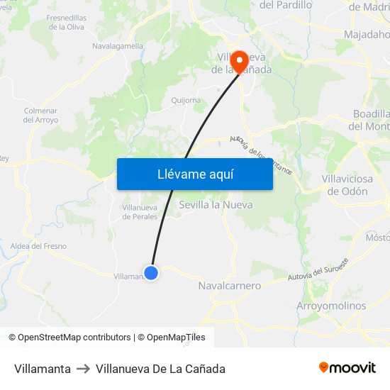 Villamanta to Villanueva De La Cañada map