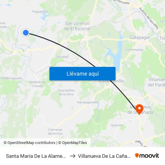 Santa María De La Alameda to Villanueva De La Cañada map