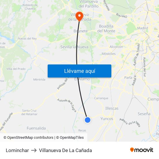 Lominchar to Villanueva De La Cañada map