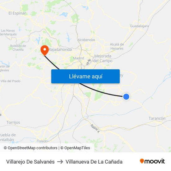 Villarejo De Salvanés to Villanueva De La Cañada map