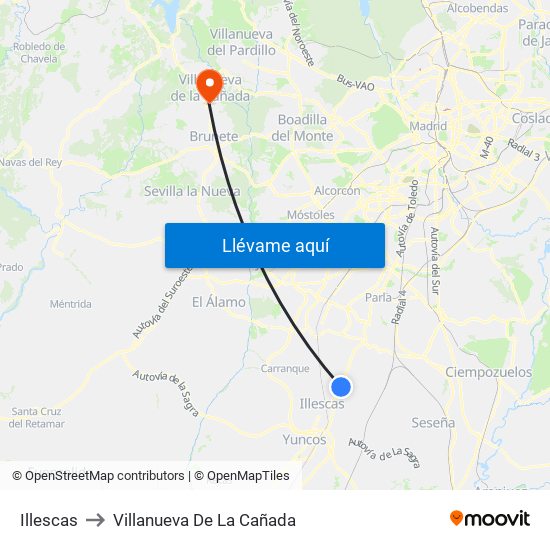 Illescas to Villanueva De La Cañada map