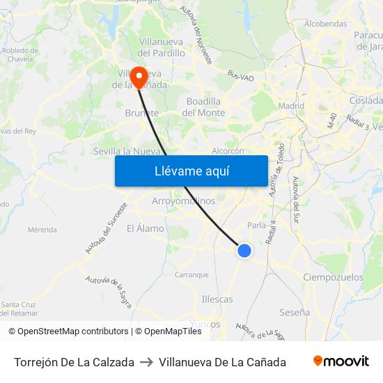 Torrejón De La Calzada to Villanueva De La Cañada map