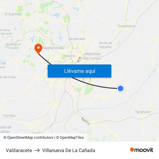 Valdaracete to Villanueva De La Cañada map