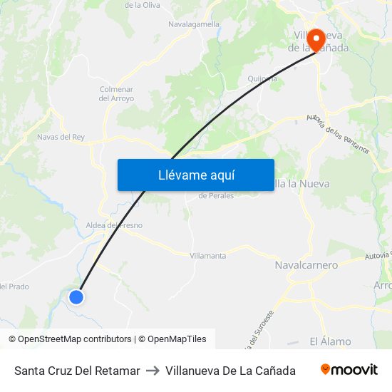 Santa Cruz Del Retamar to Villanueva De La Cañada map