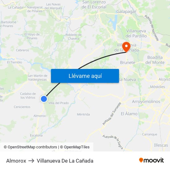 Almorox to Villanueva De La Cañada map
