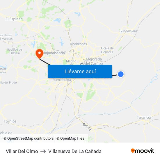 Villar Del Olmo to Villanueva De La Cañada map