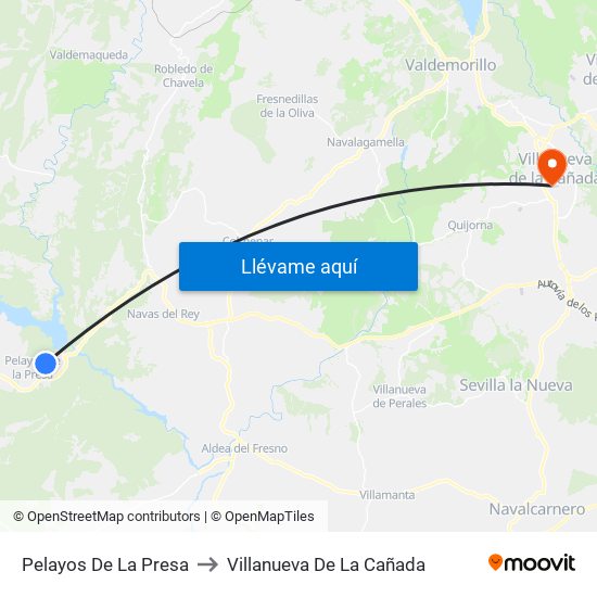 Pelayos De La Presa to Villanueva De La Cañada map