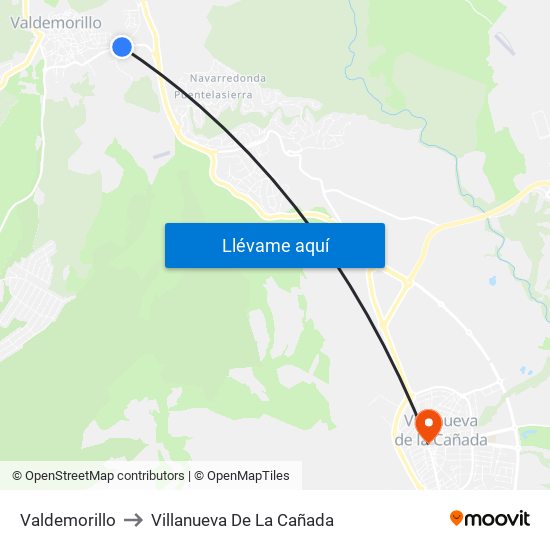 Valdemorillo to Villanueva De La Cañada map