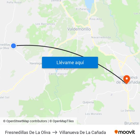 Fresnedillas De La Oliva to Villanueva De La Cañada map