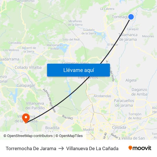 Torremocha De Jarama to Villanueva De La Cañada map