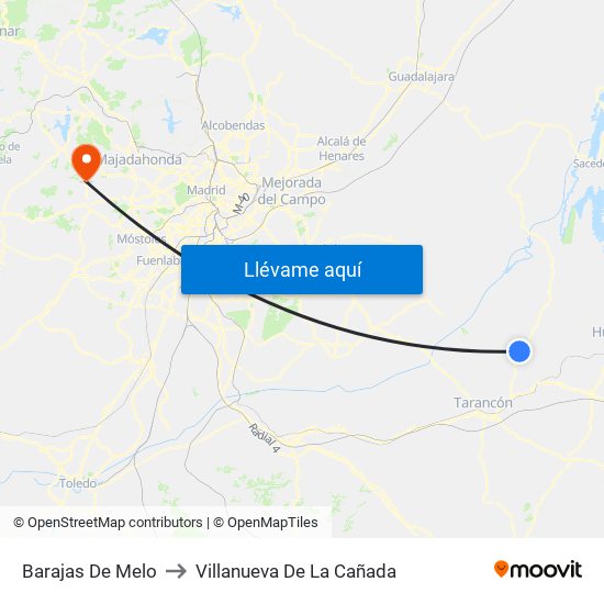 Barajas De Melo to Villanueva De La Cañada map