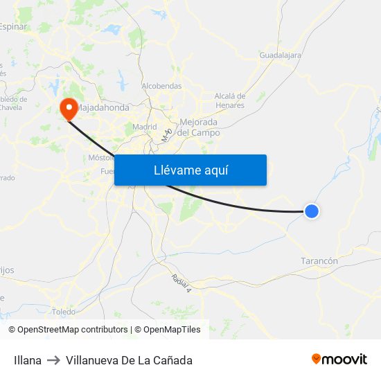 Illana to Villanueva De La Cañada map