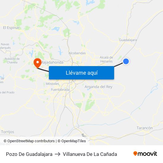Pozo De Guadalajara to Villanueva De La Cañada map