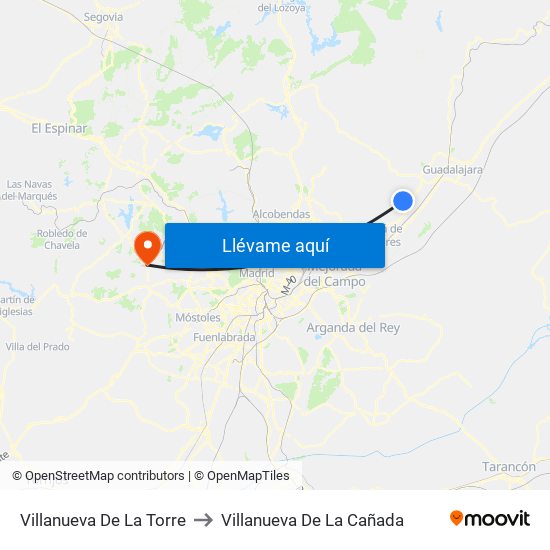 Villanueva De La Torre to Villanueva De La Cañada map
