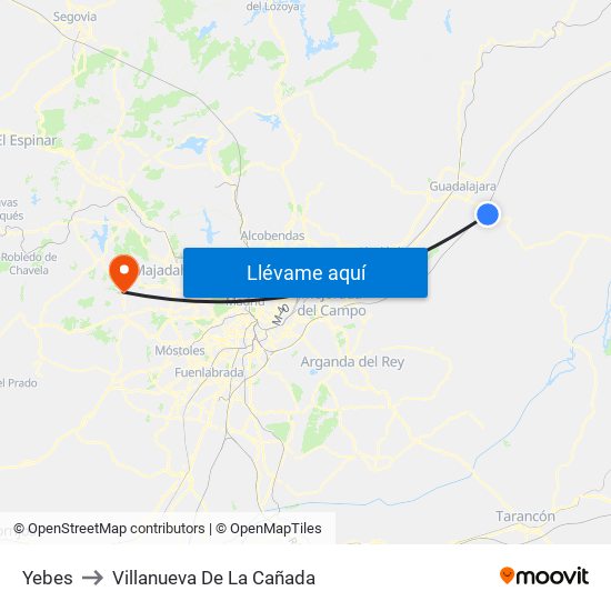Yebes to Villanueva De La Cañada map