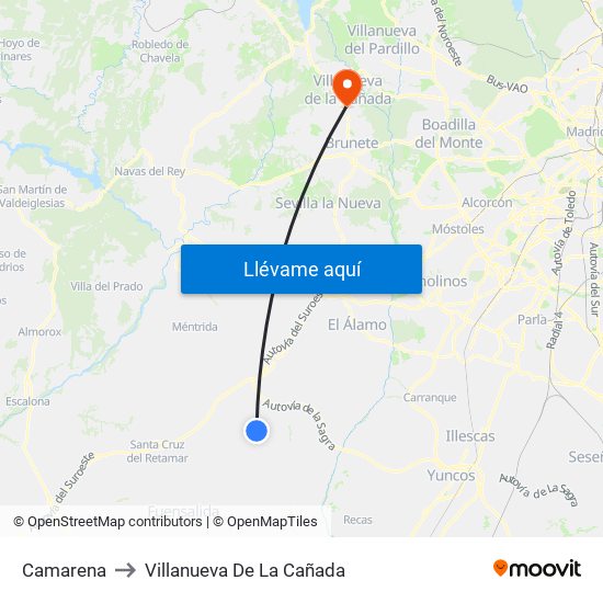 Camarena to Villanueva De La Cañada map