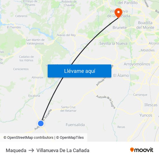 Maqueda to Villanueva De La Cañada map