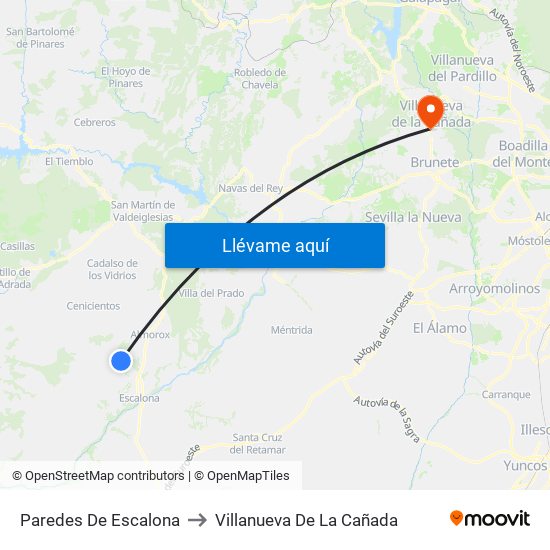 Paredes De Escalona to Villanueva De La Cañada map